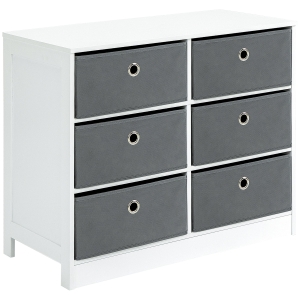 Commode design contemporain 6 tiroirs blanc non tissé gris