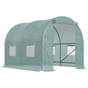 Outsunny Reinforced Walk In Polytunnel Greenhouse with Powder Coating Metal Frame And Zipped Door Windows (2.5 x 2M)