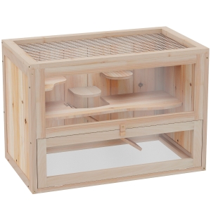 PawHut Wooden Hamster Cage Mouse Mice Rodent Small Animals Hutch Exercise Play House 60 x 35 x 42cm
