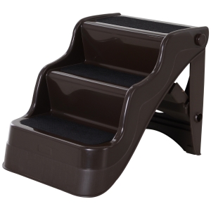 Pawhut Portable Pet 3 Steps Ramp Ladder-Brown