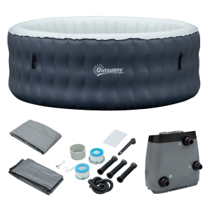Outsunny Whirlpool aufblasbar für 4 Personen Dunkelblau+Weiß 180 x 68 cm