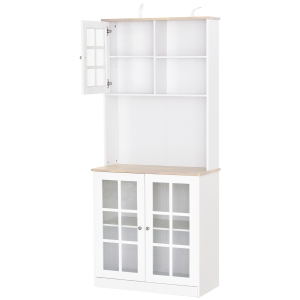 Buffet modern Homcom din lemn MDF alb cu 2 vitrine 80 x 37 x 183 cm