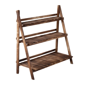 Outsunny Scară Ghiveci pentru Grădină cu 3 Etajere din lemn de Brad, 100x37x93cm