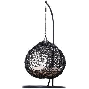 PawHut hamac din ratan pentru pisici, Φ60 x 110 cm, negru