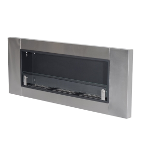 HomCom Șemineu pe Bioetanol din Inox 3 Rezervoare 1.5LT Argintiu și Negru, 136x16x54cm