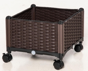 Outsunny Jardiniera de Exterior din Plastic cu 4 Roti si Disc Automat de Irigare, 40x40x31,5 cm