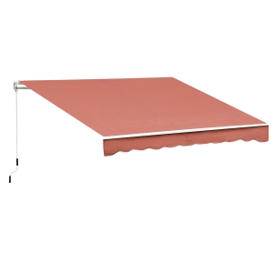 Outsunny Copertina de Soare pentru Exterior care se Ruleaza cu Manivela din Metal si Aluminiu, 395x245cm, Rosu Ruginiu