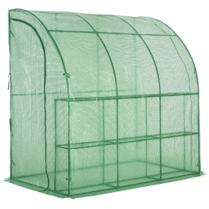 Outsunny Sera de Perete cu 2 Rafturi pentru Plante, 214x120x215cm, Verde