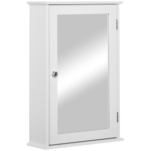 kleankin Mobilier Baie Suspendat cu Oglinda si Usa cu Inchidere Magnetica, 41x14x60cm - Alb