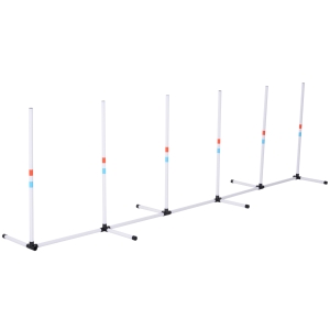 PawHut Set Agility Dog cu 6 Stalpi din PE si Geanta pentru Transport Inclusa, Alb