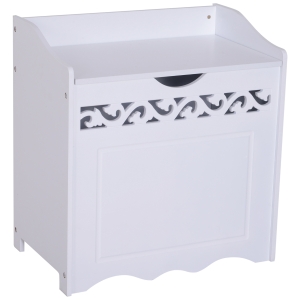Homcom Mobilier in Lemn Pentru Lenjerii Alb cu Decor Sculptat 55 x 34 x 58cm