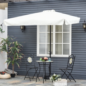 Outsunny Umbrela semicirculara pentru gradina cu manivela, 230x130x249cm, Alb Crem