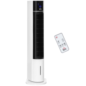 HOMCOM Ventilator racire evaporare 3 modalitati si 3 viteze, cronometru, oscilare si telecomanda, alb