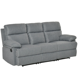 Homcom Canapea 3 Locuri cu Spatar si Taburet Rabatabil Gri Inchis 185x95x97cm