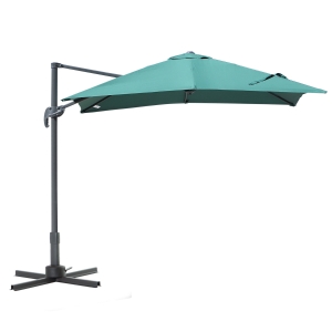 Outsunny Square Umbrella Parasol W/360° Rotation, 245Lx245Wx248H cm-Green