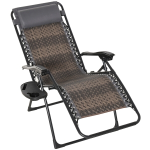 Outsunny Sezlong pentru a face plaja pentru Gradina Pliabil din Rattan si Otel