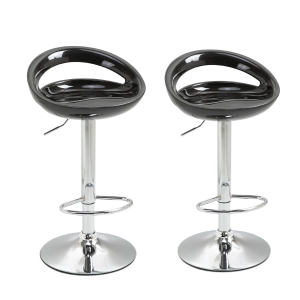 HomCom set 2 scaune de bar, plastic ABS, negru