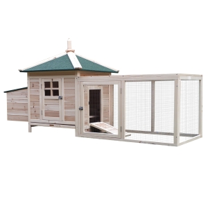 PawHut cuibar cu zona pentru alergat, lemn 196x73.5x98cm