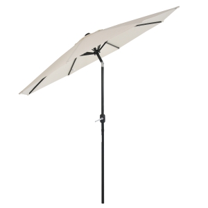 Outsunny Sombrilla de Jardín Ø264x253 cm con Protección UV 50+ Parasol de Aluminio Inclinable con Manivela para Terraza Balcón Exterior Beige