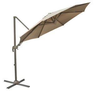 Outsunny 3M Cantilever Parasol, Roma Umbrella with Tilt Crank and 360Â° Degree Rotating System, Hanging Sun Shade, Khaki