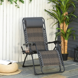Outsunny Sezlong pentru a face plaja pentru Gradina Pliabil din Rattan si Otel