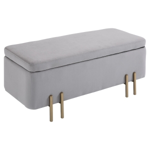 Homcom Puf Banca Container cu Perna Captusita si Spatiu de Stocare Gri 100x40x42cm