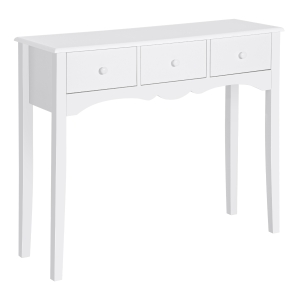 HOMCOM Mesa Recibidor tipo consola recibidor y Mesa Auxiliar con 3 Cajones en Color Blanco y Material de Madera 100x32x85cm