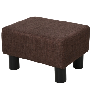 HOMCOM Footstool Ottoman Cube Linen Fabric w/ 4 Plastic Legs Black