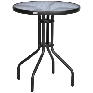 Table ronde bistro de jardin métal verre trempé