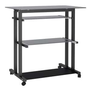 HOMCOM Computertisch mit Tastaturablage Metall Glas 80 cm x 51 cm x 83 cm