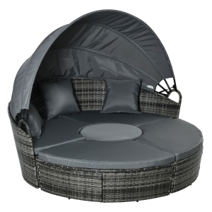 Lit canapé de jardin modulable grand confort résine tressée