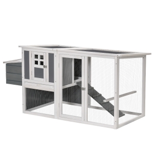 Poulailler cottage multi-équipé sapin blanc gris