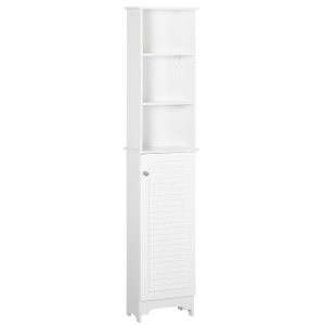 Meuble colonne salle de bain porte persienne 3 niches blanc