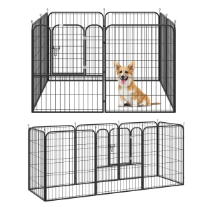 Pawhut Heavy Duty Dog Pens Pet Puppy PlayPen, size (100 x79 cm)-Black