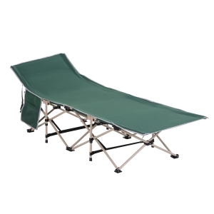 Outsunny Oxford Cloth Folding Single Camping Bed Lounger Green