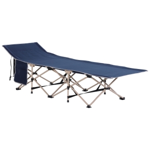 Outsunny Oxford Cloth Folding Single Camping Bed Lounger Blue