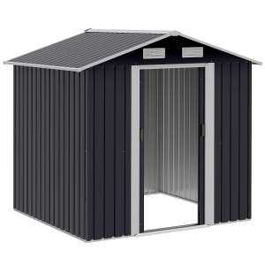Outsunny Gerätehaus mit 2 Schiebetüren Metall 195,5 cm x 153 cm x 188 cm