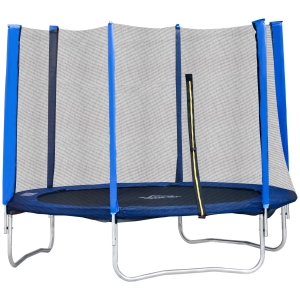 HOMCOM Trambulină elastică exterior cu plasă de siguranță și bare cu protecție pentru adulți și copii, 244x244x205cm
