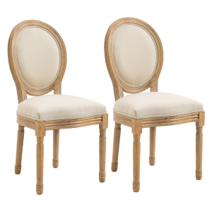 HomCom set 2 scaune capitonate, stil vintage, 49x56x96cm, alb