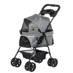 PawHut Hundebuggy mit Klappfunktion Grau 67 x 45 x 96 cm