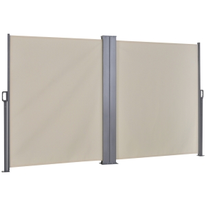 Outsunny Toldo Lateral Retráctil 600x160 cm Pantalla de Privacidad Extensible con Ángulo Ajustable y Protección UV 50+ para Jardín Balcón Terraza Beige