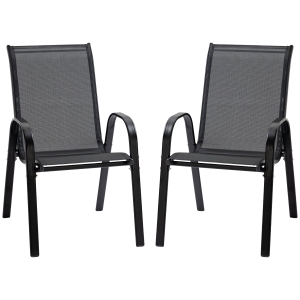 Outsunny 2er-Set Gartenstuhl mit Armlehne Schwarz 70 x 54 x 90 cm