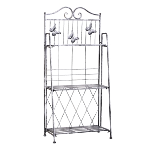 Outsunny Pflanzregal Pflanzenständer Blumenregal Blumenständer Blumentreppe Gartenregal 3 Ebenen Metall Silbergrau 44 x 25 x 96 cm