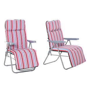 Outsunny Liegestuhl Set mit Kissen klappbar Rot 60 x 75 x 65-102 cm