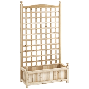 Outsunny Pflanzkasten mit Spalier Naturholz 64 x 28 x 120 cm