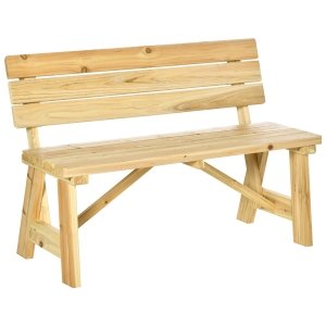 Outsunny Gartenbank für 2 Personen Tannenholz klassisches Design 116 x 56 x 80 cm