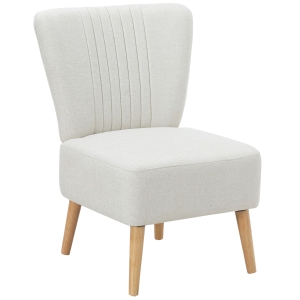 HOMCOM Poltrona Imbottita per Soggiorno e Sala in Stile Nordico, Poltroncina da Camera in Tessuto e Gambe in Legno - Bianco