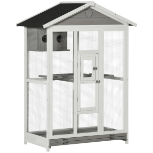PawHut Vogelvoliere aus Holz 112 cm x 68 cm x 154 cm