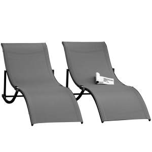 Outsunny 2er Set Sonnenliege Aluminium 165 cm x 61 cm x 63 cm