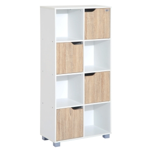 HomCom Libreria di Design a 8 Scompartimenti in Legno Bianco, 60x30x122cm